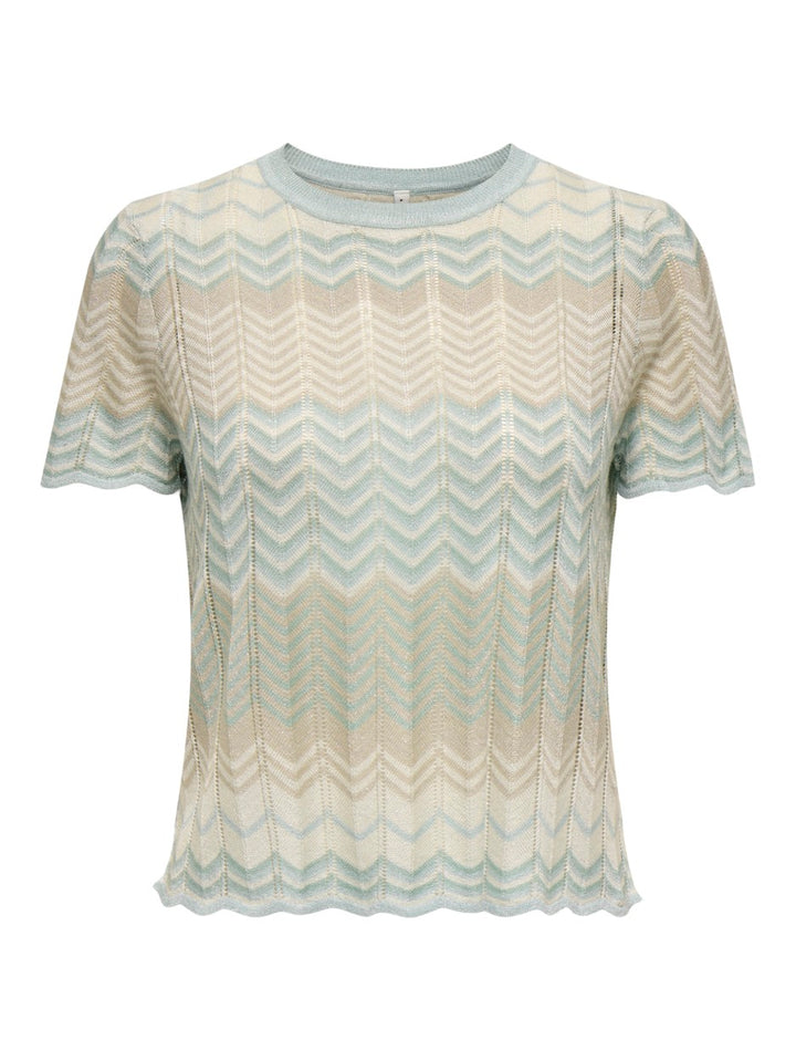 Onlalvira Life Ss Glitter O-neck Kn - Blauw Dessin