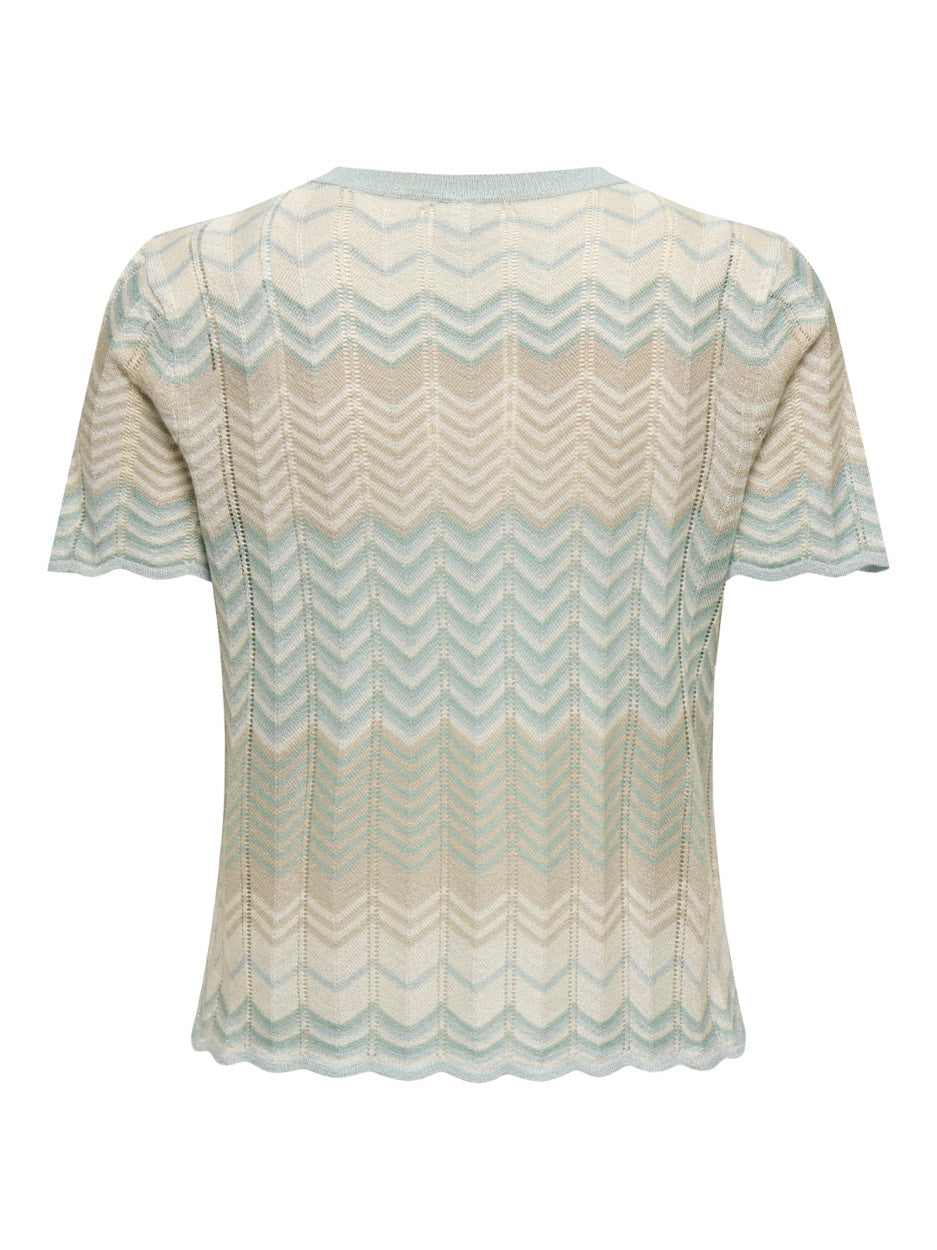 Onlalvira Life Ss Glitter O-neck Kn - Blauw Dessin