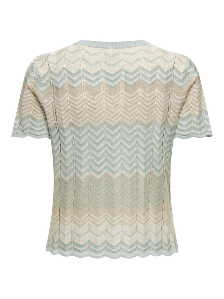 Onlalvira Life Ss Glitter O-neck Kn - Blauw Dessin