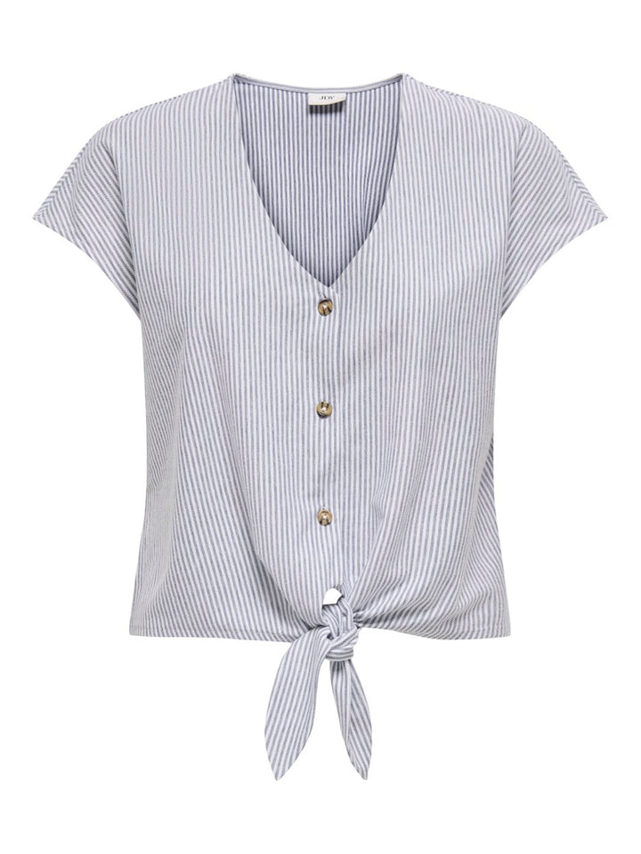 Jdynelli S/s Knot Top Jrs - Blauw Dessin