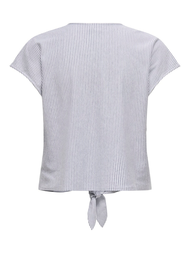 Jdynelli S/s Knot Top Jrs - Blauw Dessin