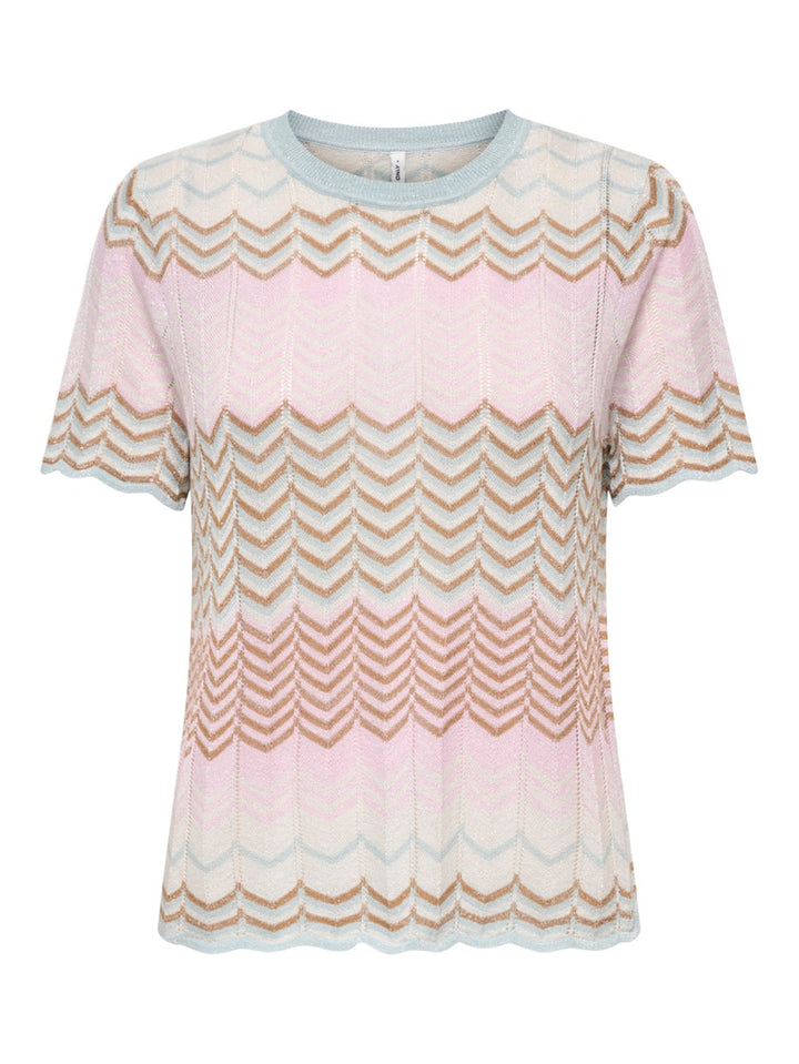 Onlalvira Life Ss Glitter O-neck Kn - Blauw Dessin