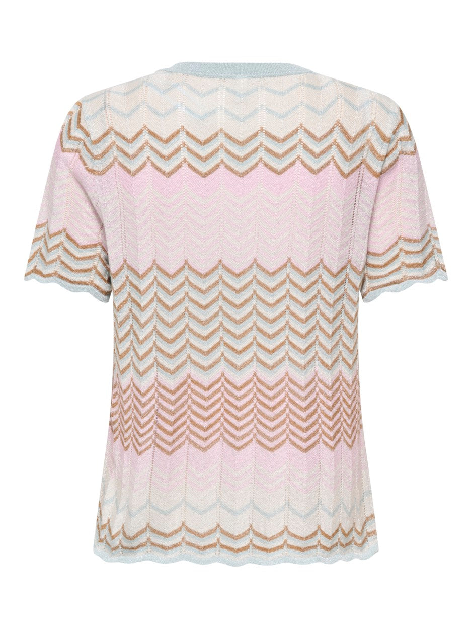 Onlalvira Life Ss Glitter O-neck Kn - Blauw Dessin