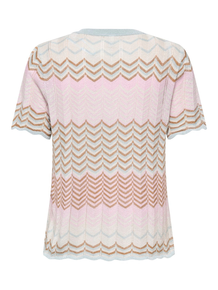 Onlalvira Life Ss Glitter O-neck Kn - Blauw Dessin