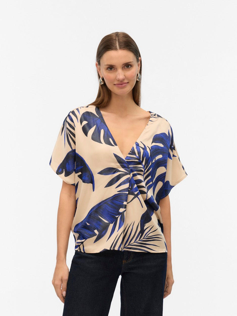 Vmvina Wide Top Wvn Ga Lcs - Blauw Dessin