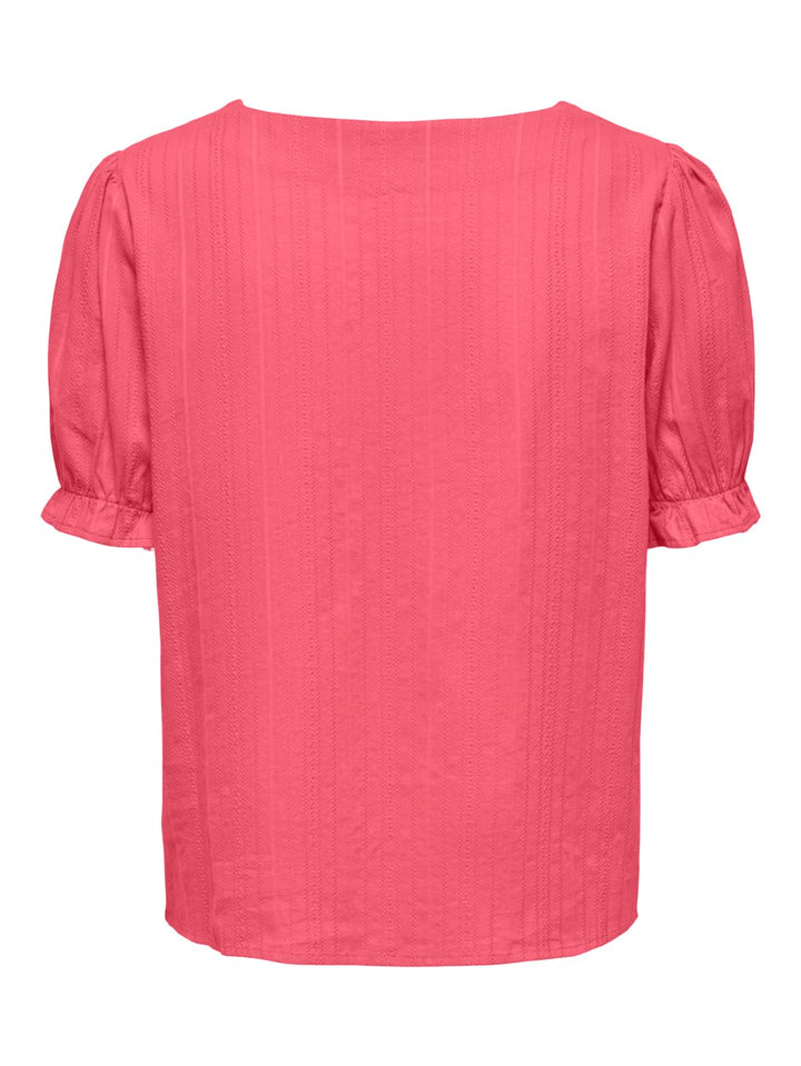 Onlerika Ss V-neck Top Wvn Cs - Koraal Rood