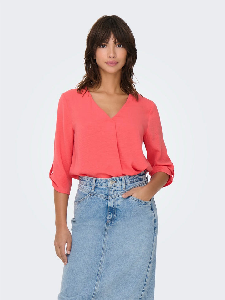 Jdydivya 3/4 Top Wvn Noos - Koraal Rood