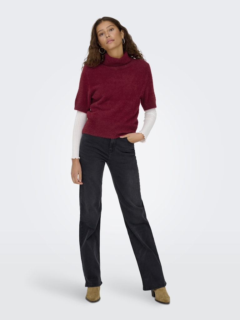 Onlpiumo Ss Highneck Knt - Wijnrood