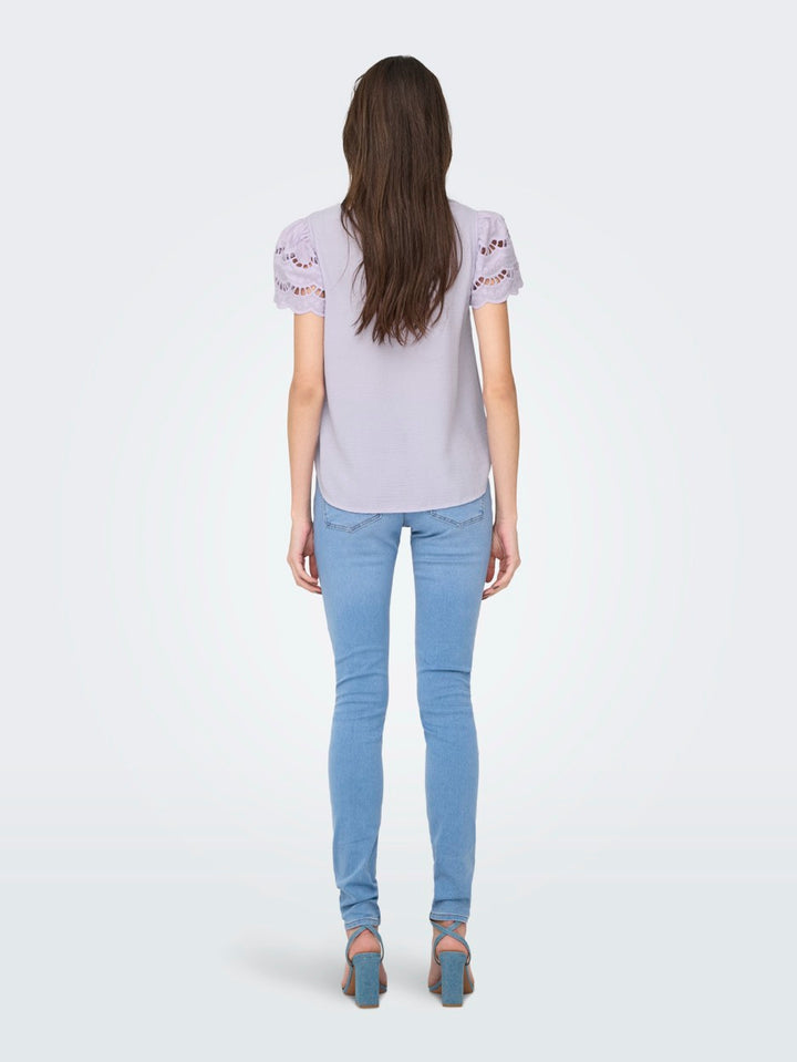 Jdyhannah S/s Lace Top Wvn - Lila