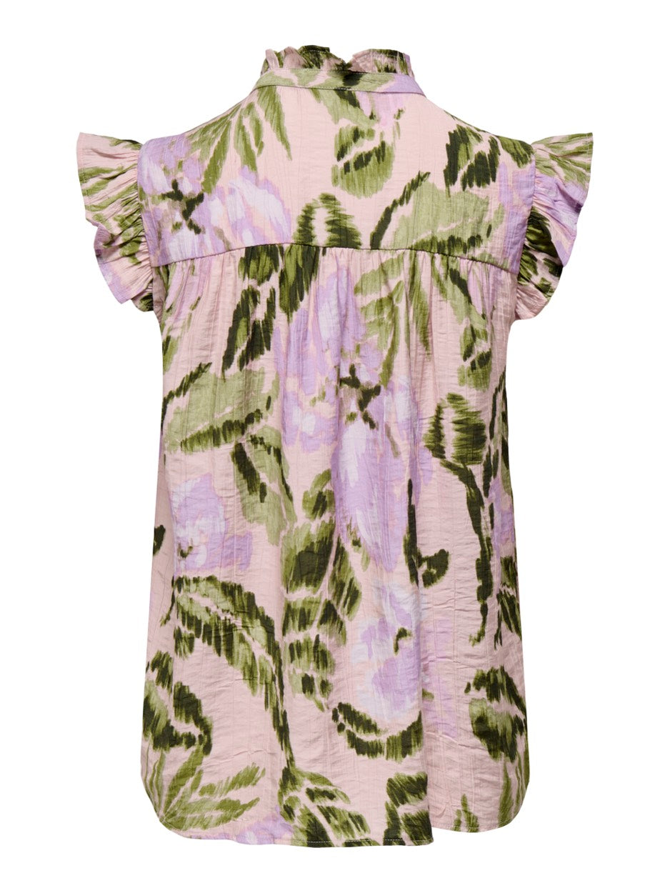 Jdybilly S/l Frill Top Wvn - Paars Dessin