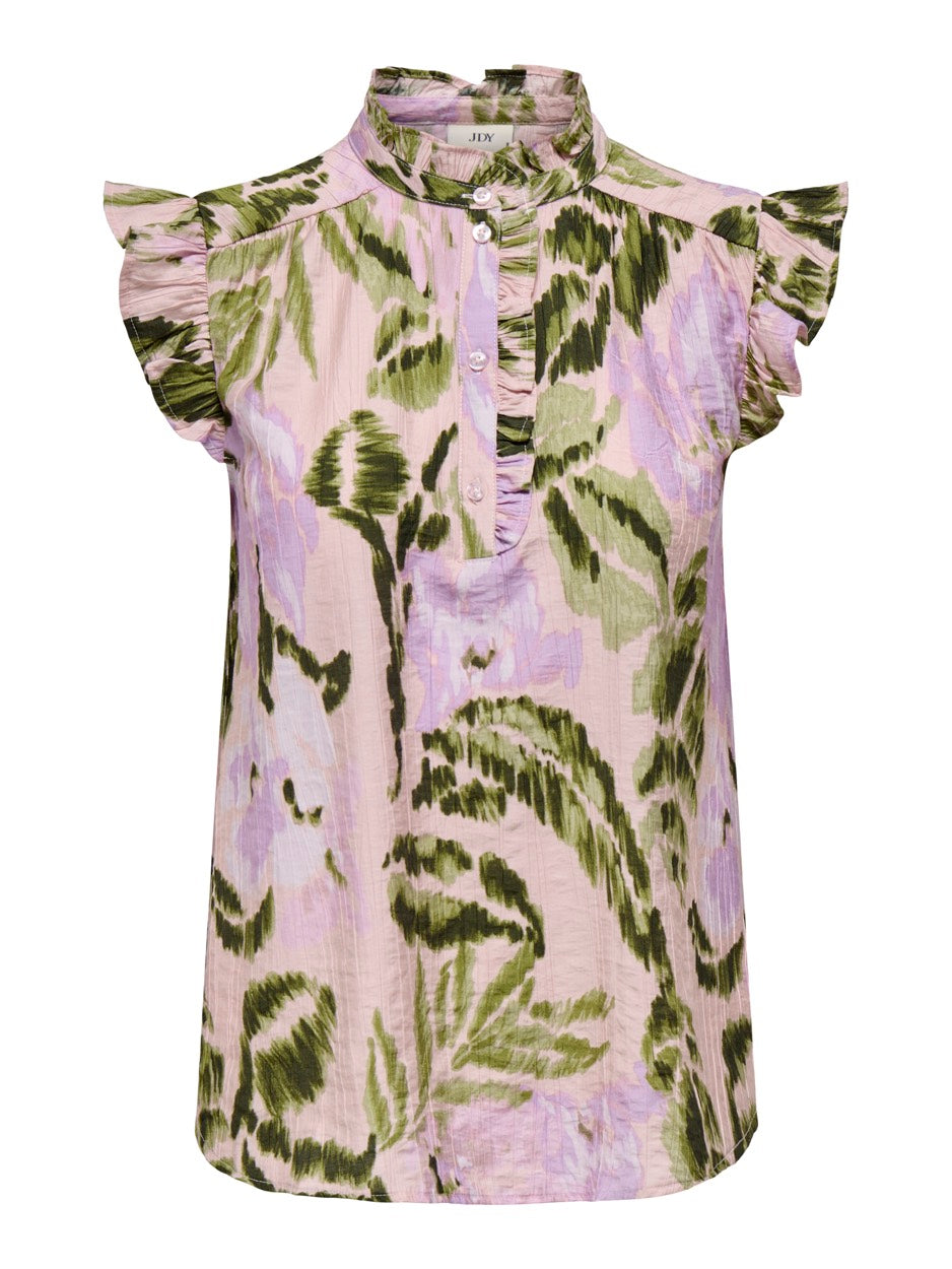 Jdybilly S/l Frill Top Wvn - Paars Dessin
