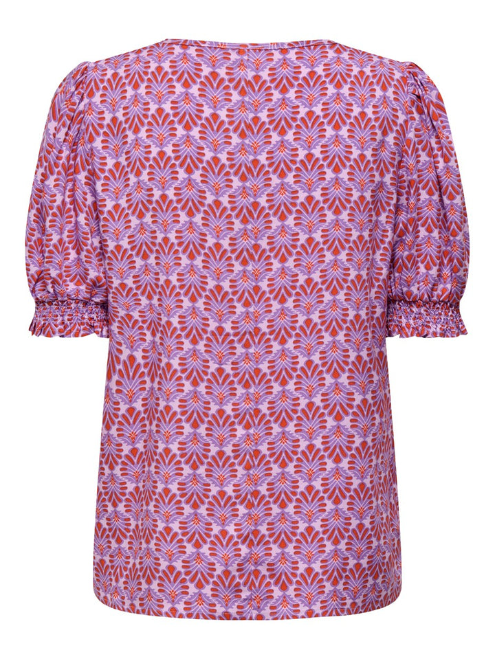 Onlnova Life Vis S/s Blair Top Aop - Paars Dessin