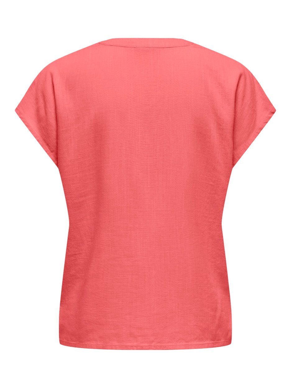 Jdycaya Lion Linen S/s Top Wvn Dia - Roze