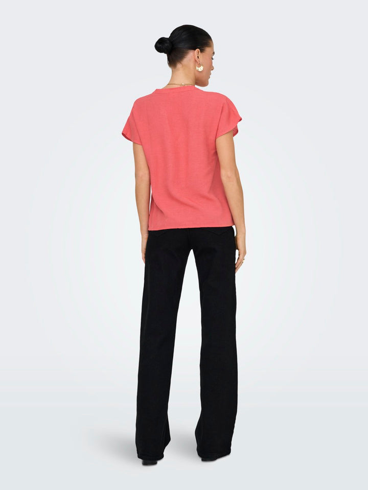 Jdycaya Lion Linen S/s Top Wvn Dia - Roze