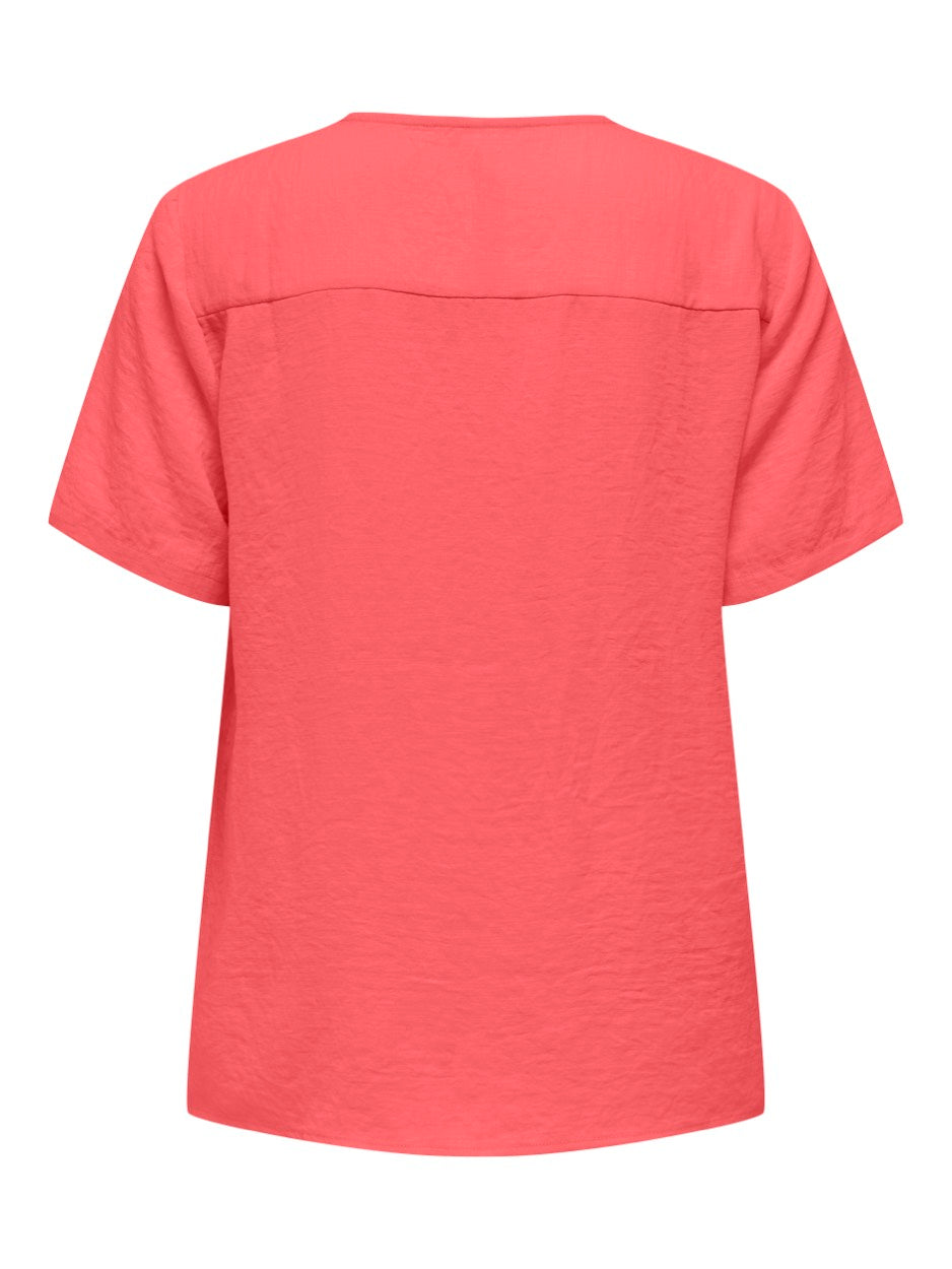 Jdydivya Life S/s V-neck Top Wvn Di - Roze