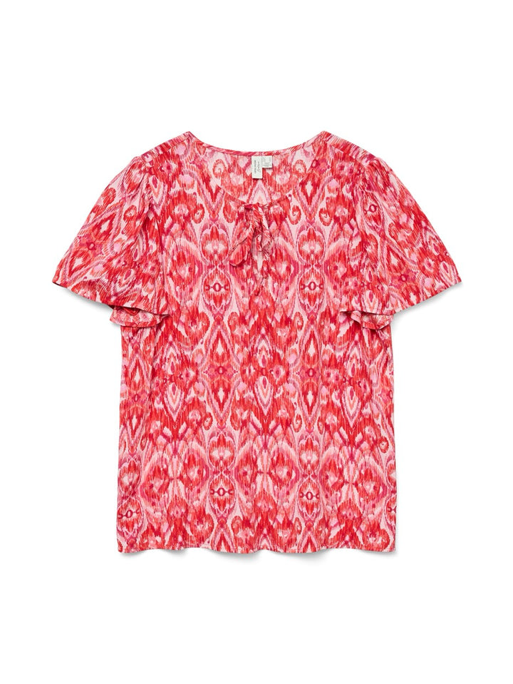 Vmdalga S/s V-neck Top Wvn Btq - Roze Dessin
