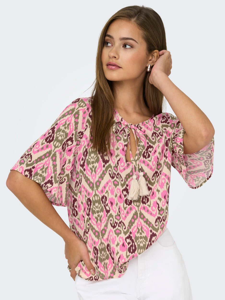 Jdybree Life 2/4 Top Wvn - Roze Dessin