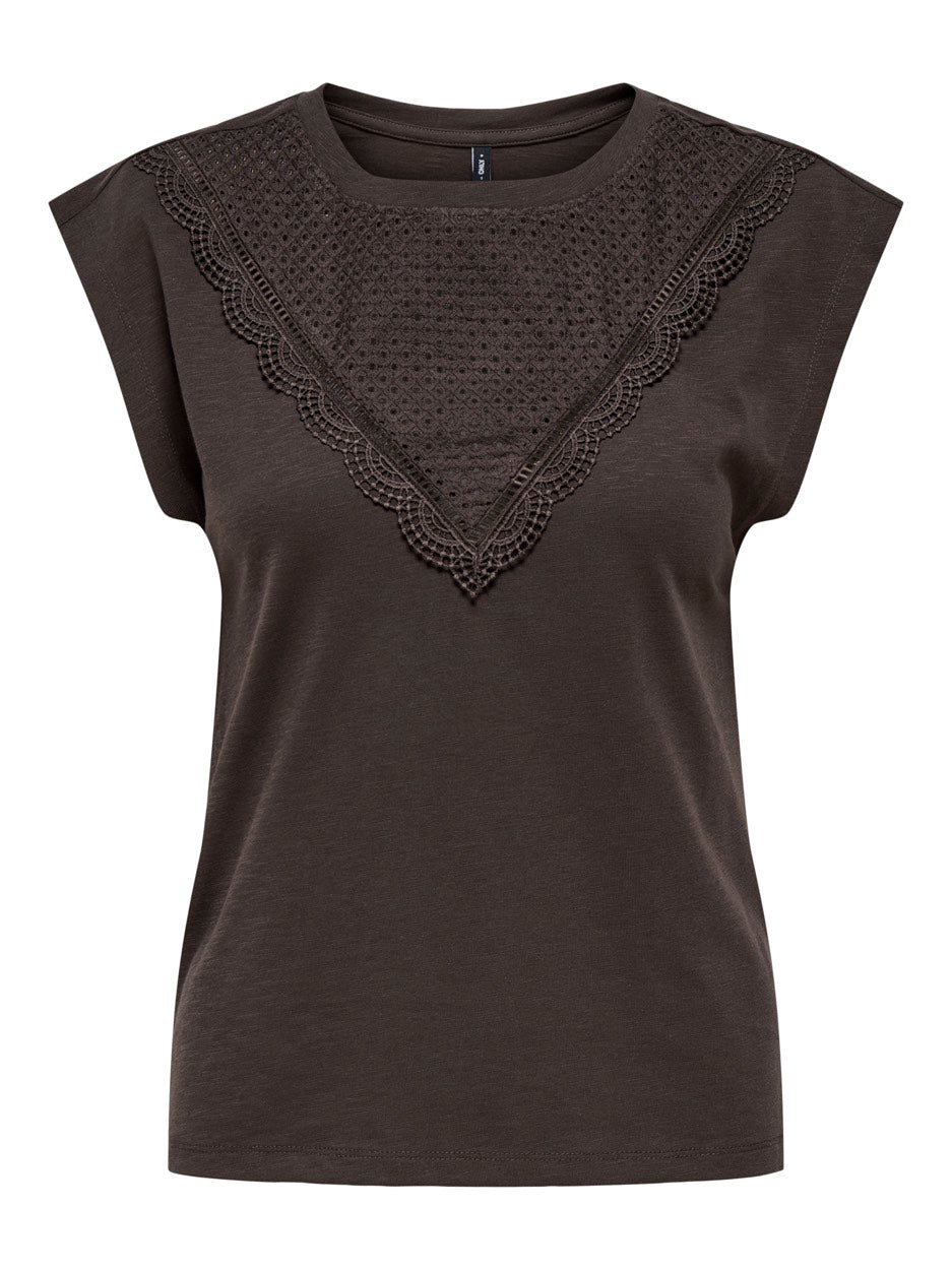 Onldelia S/l O-neck Mix Top Box Jrs - Bruin