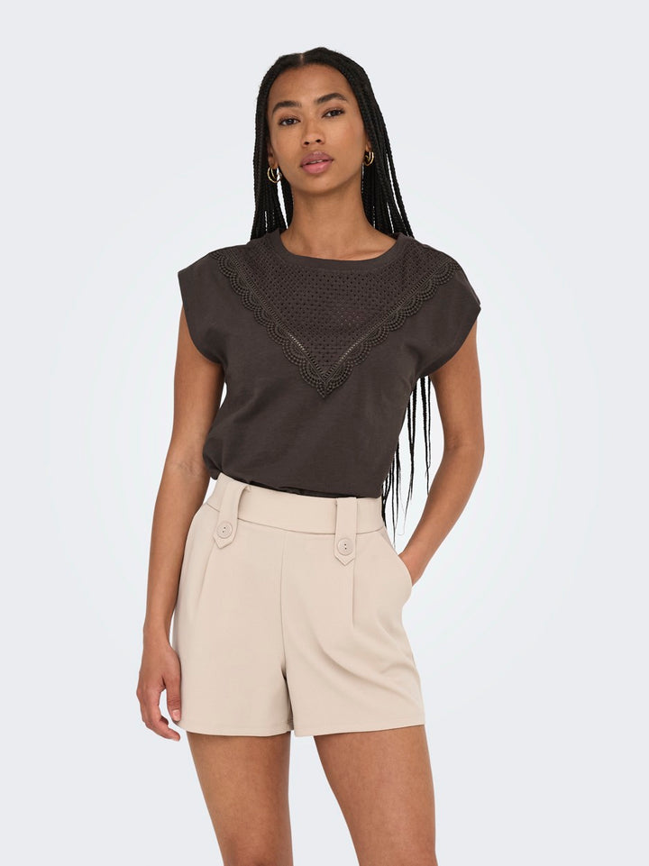 Onldelia S/l O-neck Mix Top Box Jrs - Bruin