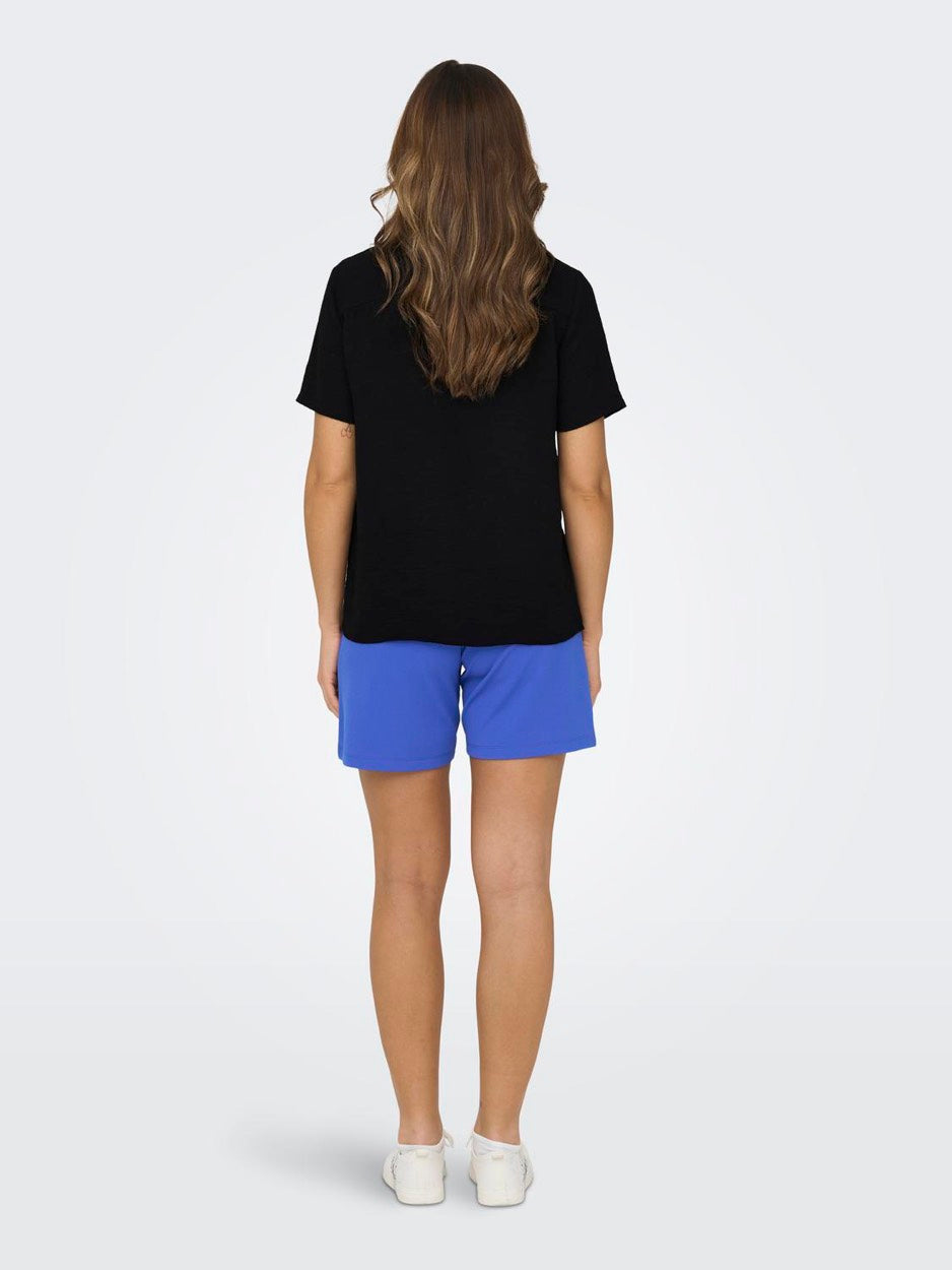 Jdydivya Life S/s V-neck Top Wvn Di - Zwart