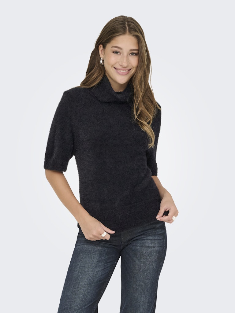 Onlpiumo Ss Highneck Knt - Zwart