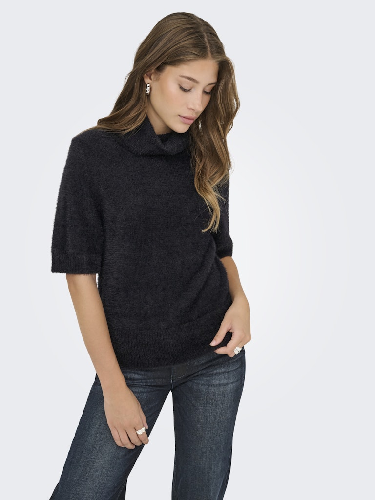 Onlpiumo Ss Highneck Knt - Zwart