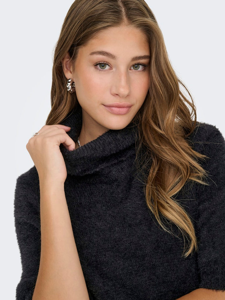 Onlpiumo Ss Highneck Knt - Zwart