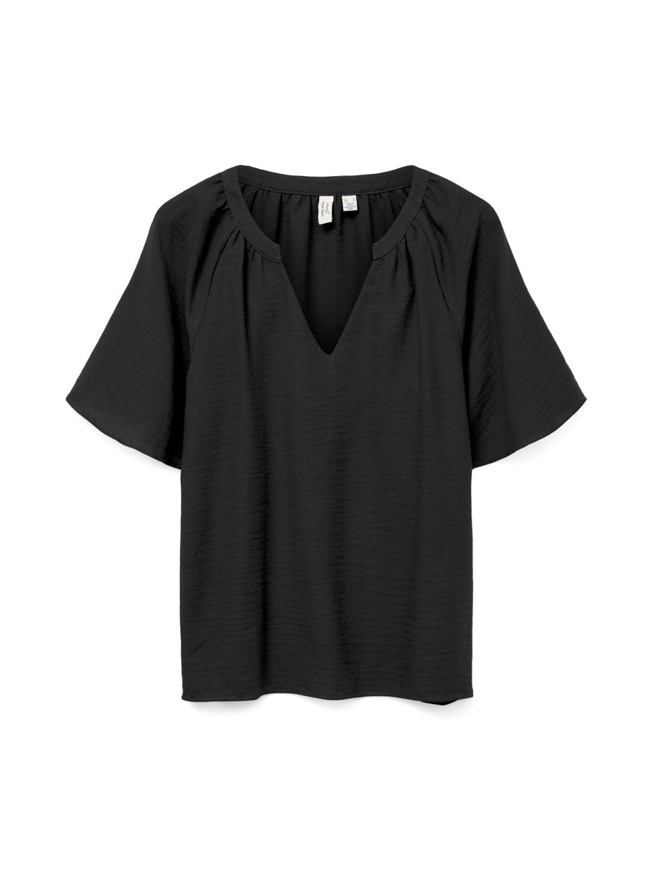 Vmvictoria S/s V-neck Top Wvn Btq G - Zwart