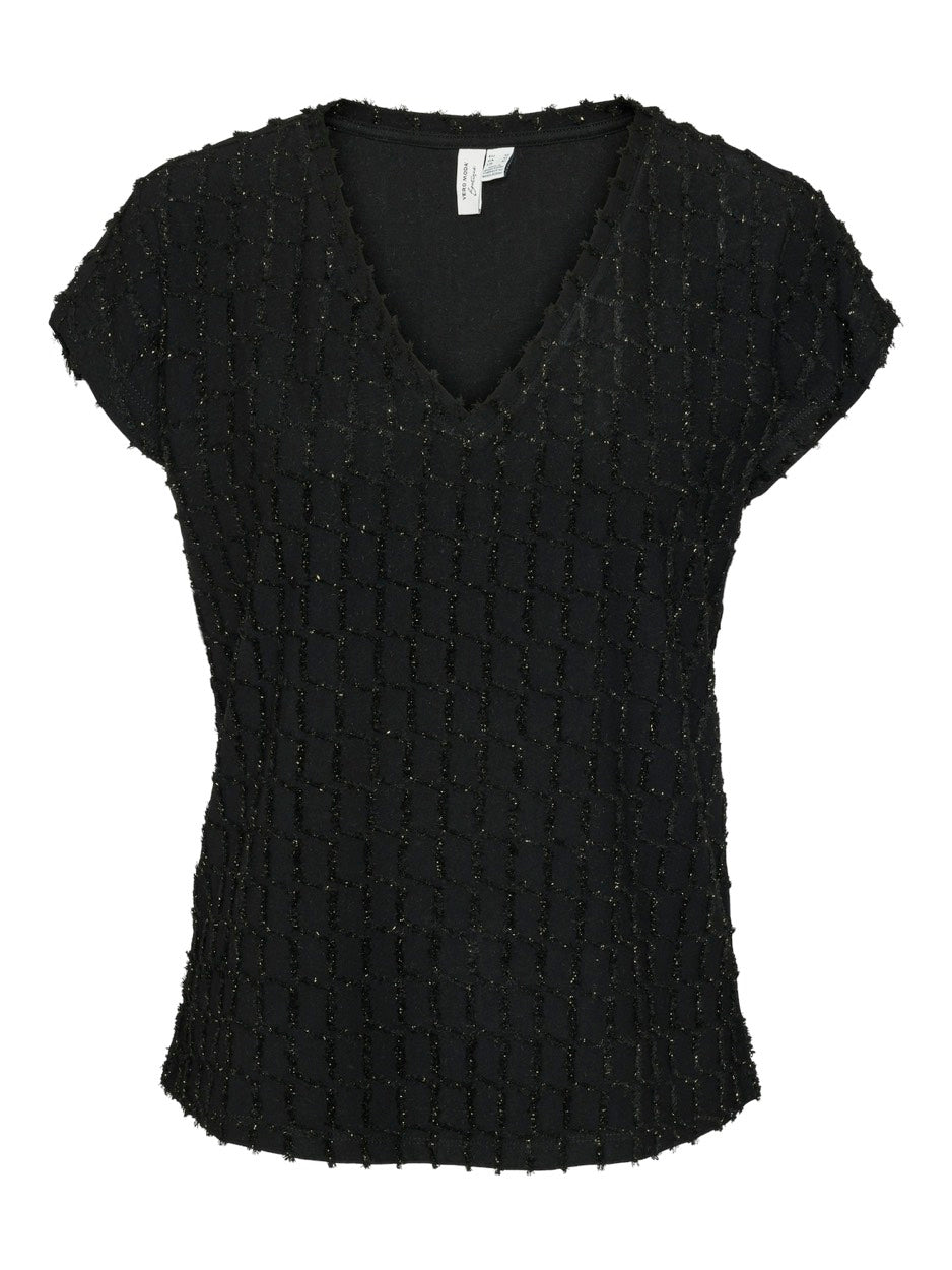 Vmopanila Ss V-neck T-shirt - Zwart