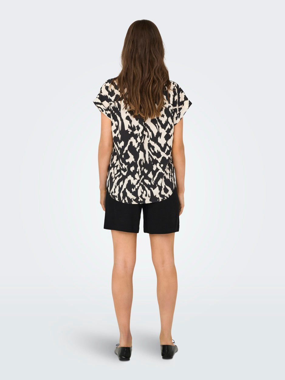 Onlhannover Life S/s Shirt Wvn Noos - Zwart Dessin