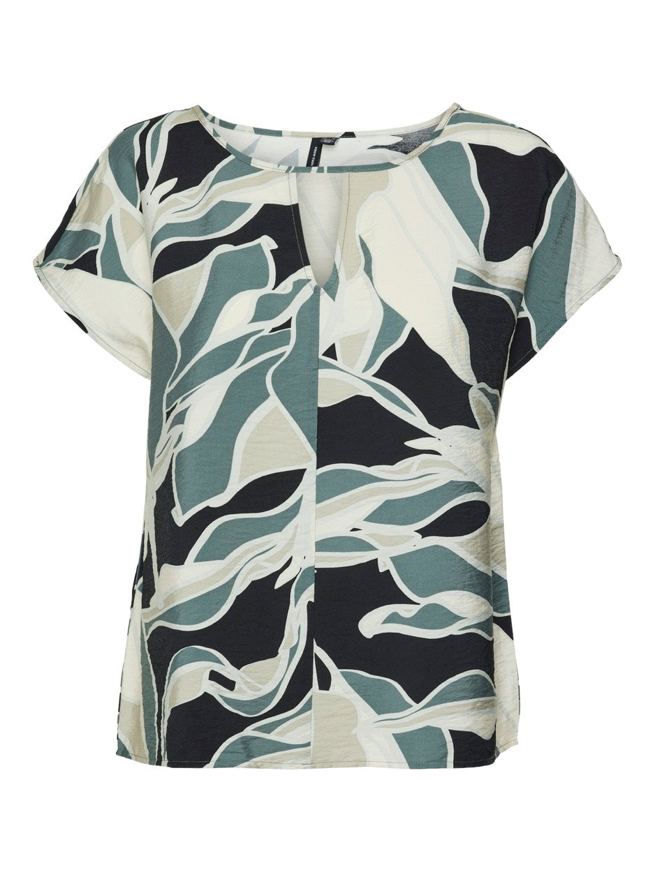Vmbeline Beqa Ss Top Wvn Ga - Zwart Dessin