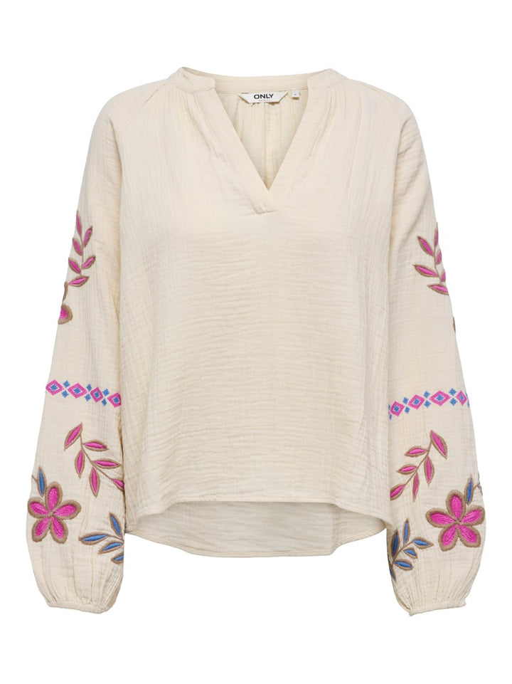 Onlblake Life Ls Emb Shirt Wvn - Beige