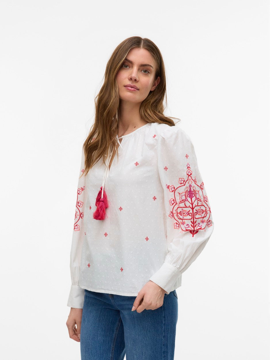 Vmhiba Ls Top Wvn Spe - Wit Dessin