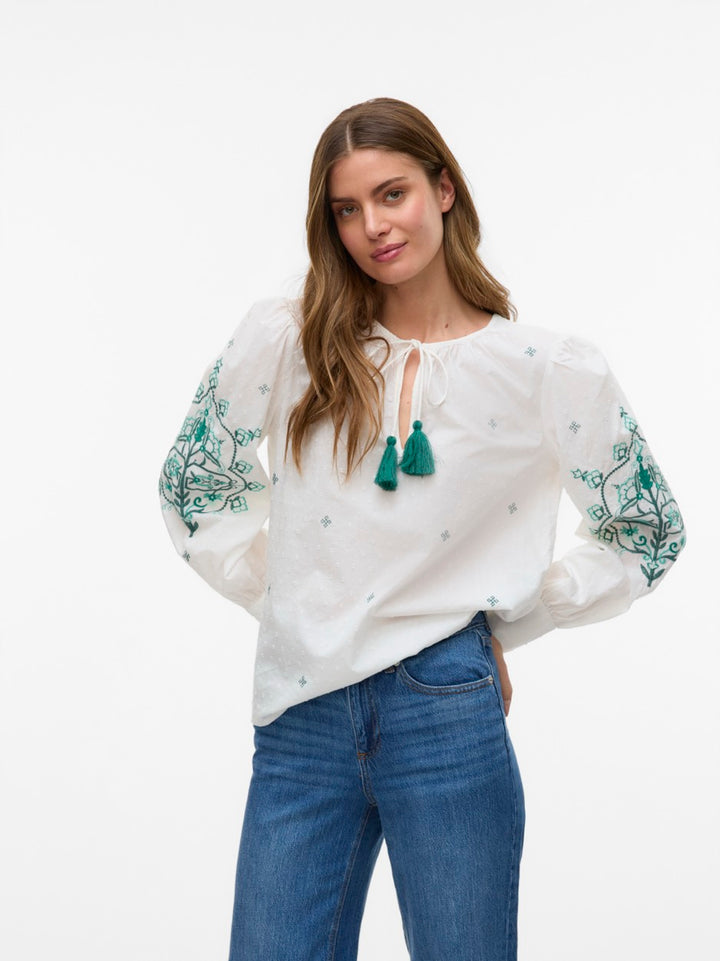 Vmhiba Ls Top Wvn Spe - Wit Dessin