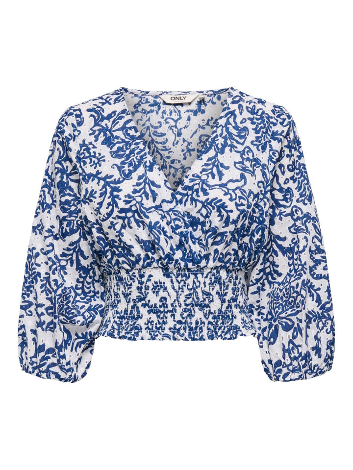 Onlchanee 34 Smock Emb Top Wvn - Wit Dessin