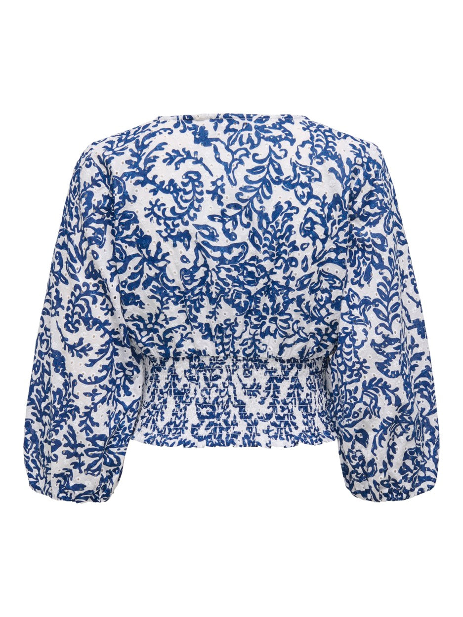 Onlchanee 34 Smock Emb Top Wvn - Wit Dessin