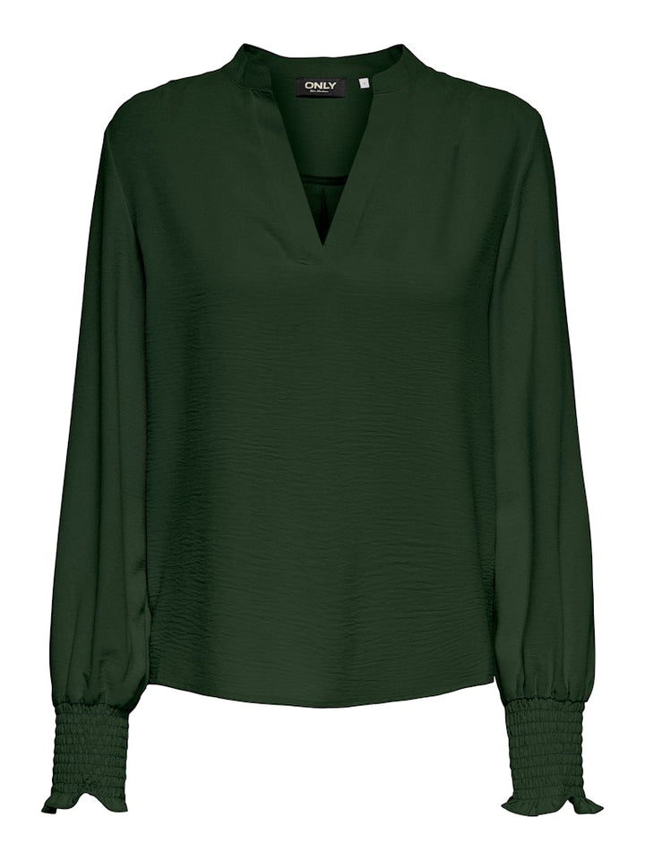 Onlmette V-neck Ls Smock Top Noos Wvn - Groen