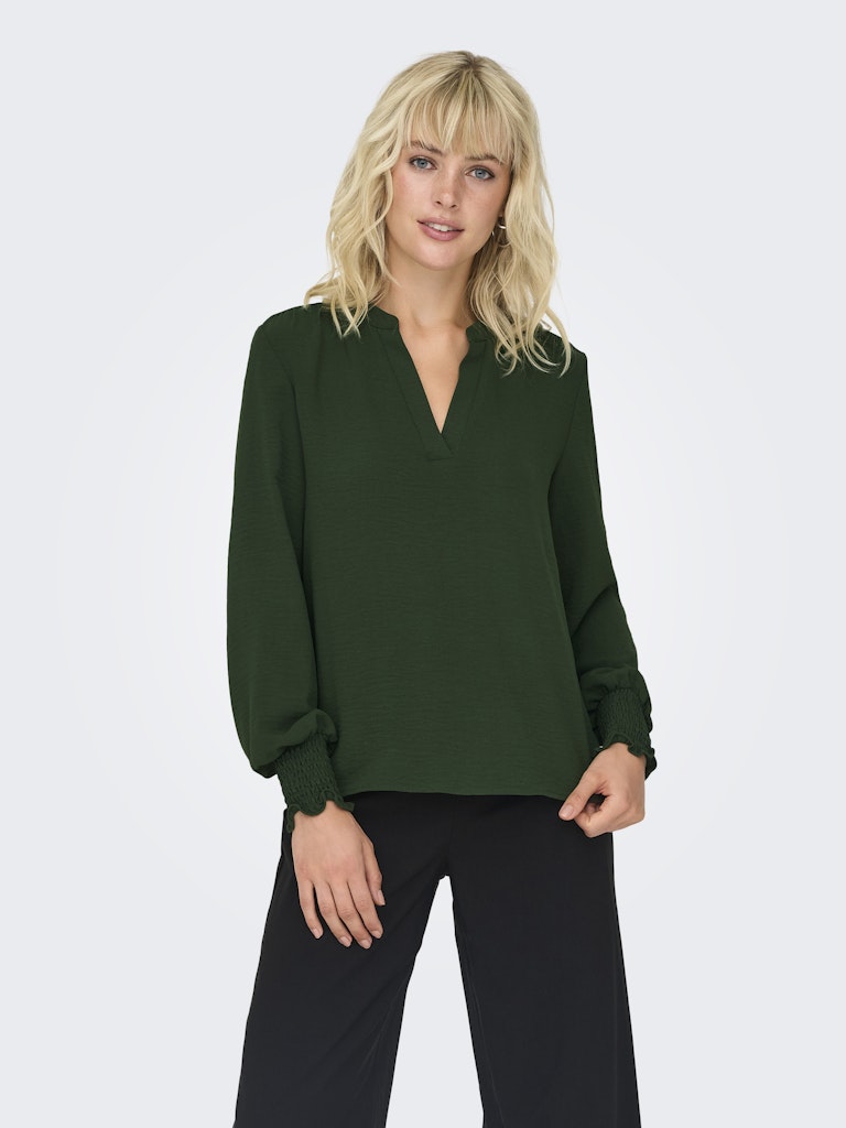 Onlmette V-neck Ls Smock Top Noos Wvn - Groen