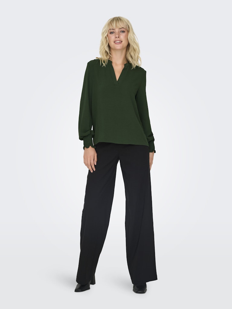 Onlmette V-neck Ls Smock Top Noos Wvn - Groen
