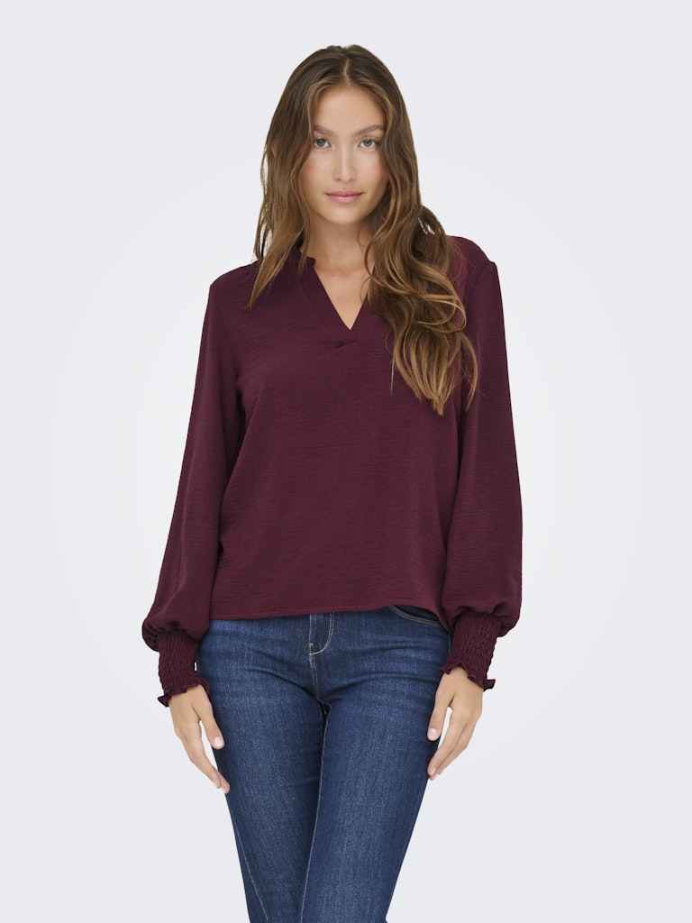 Onlmette V-neck Ls Smock Top Noos Wvn - Bordeaux