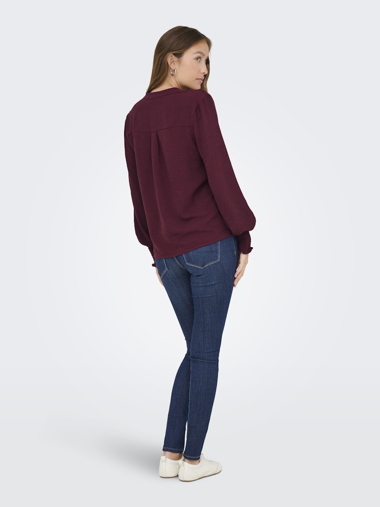 Onlmette V-neck Ls Smock Top Noos Wvn - Bordeaux