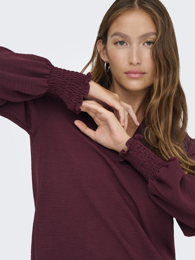 Onlmette V-neck Ls Smock Top Noos Wvn - Bordeaux