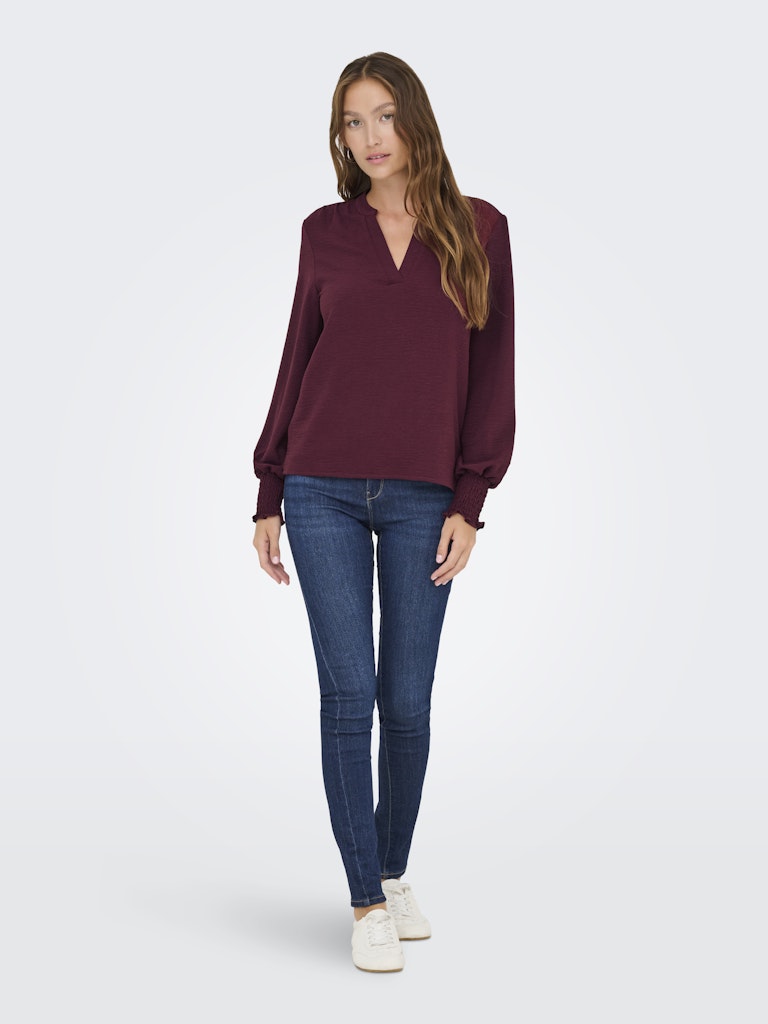 Onlmette V-neck Ls Smock Top Noos Wvn - Bordeaux