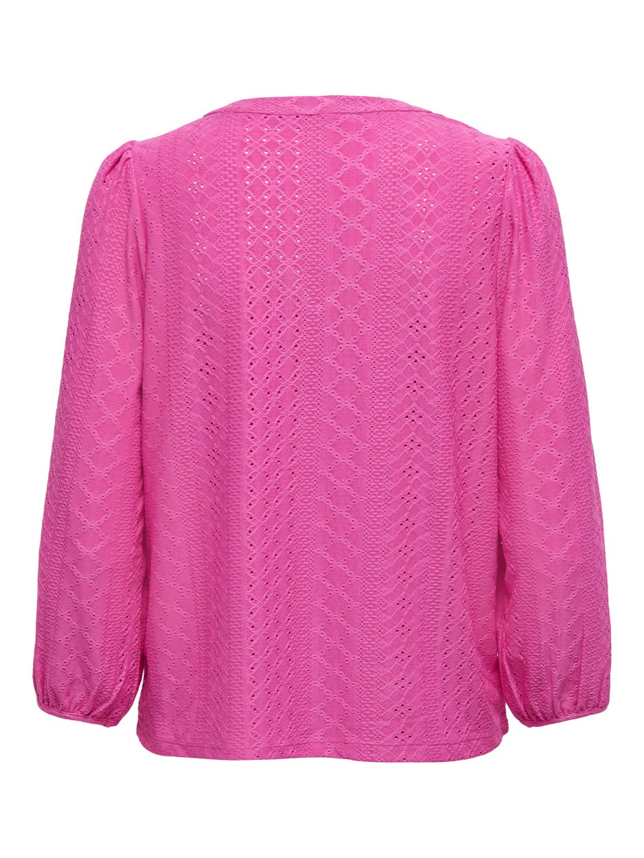 Onlsandra L/s Split Top Jrs - Fuchsia