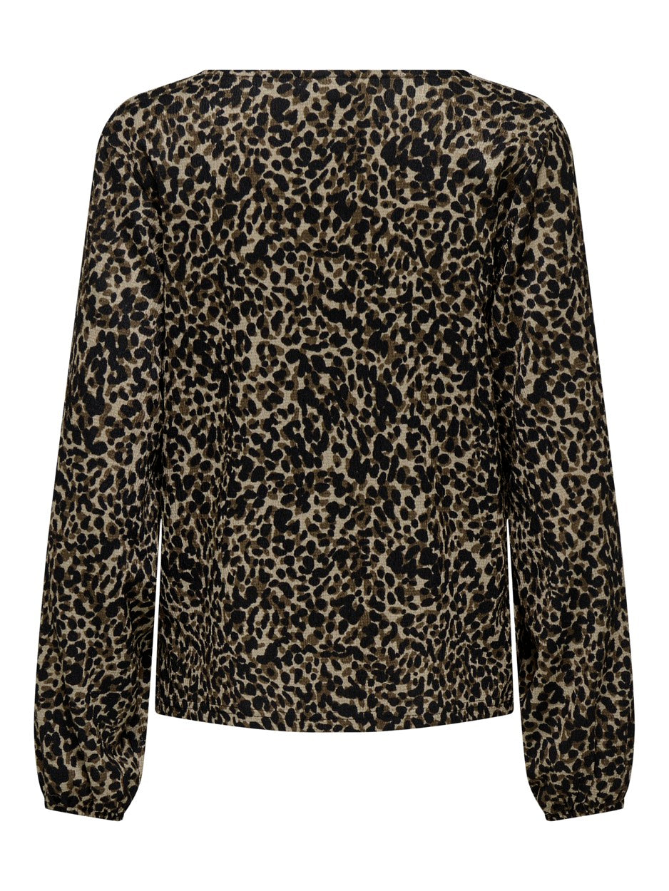 Jdy Julia L/s V-neck Top - Bruin Dessin