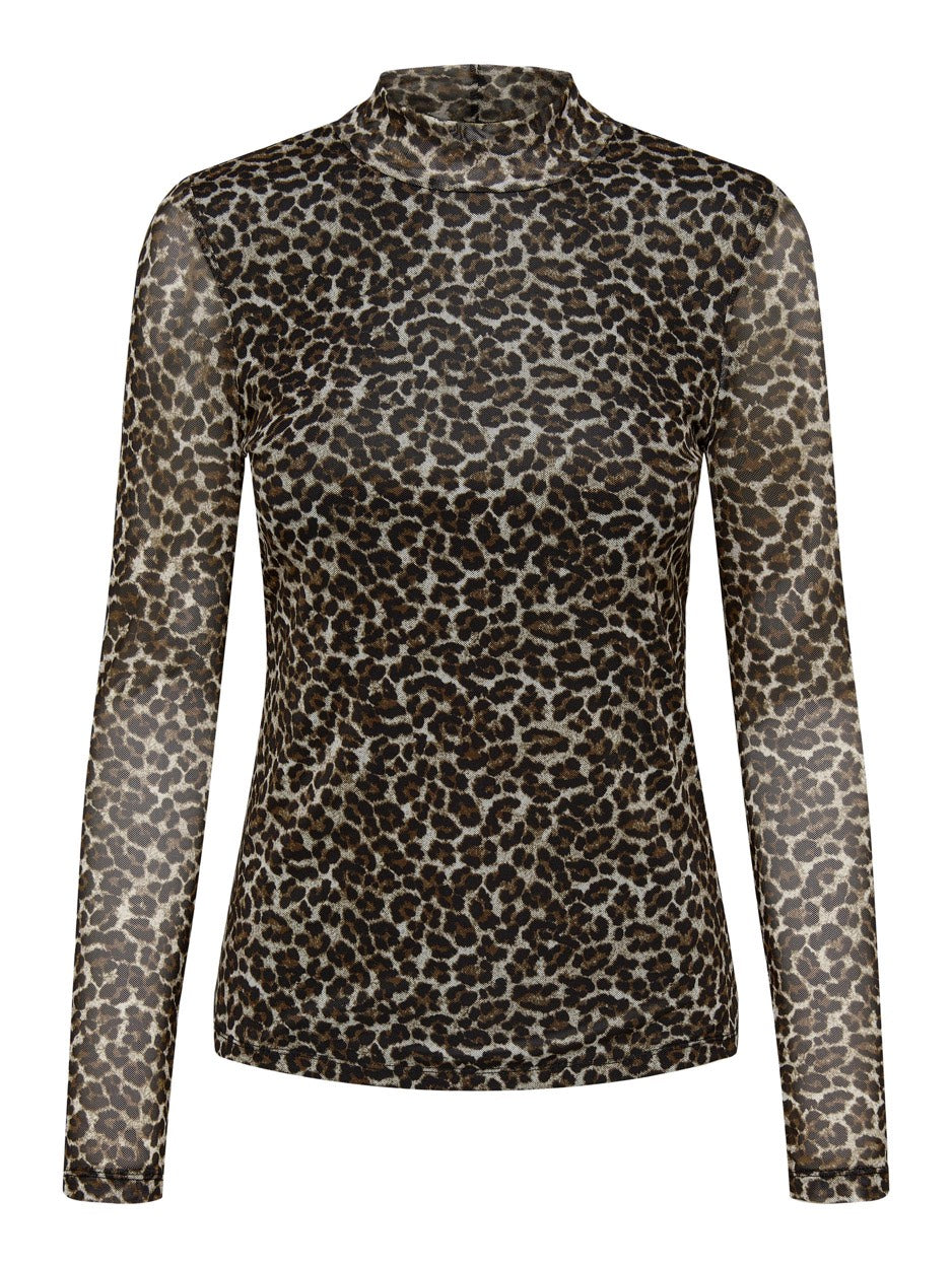 Onlerica L/s High Neck Top Jrs - Bruin Dessin