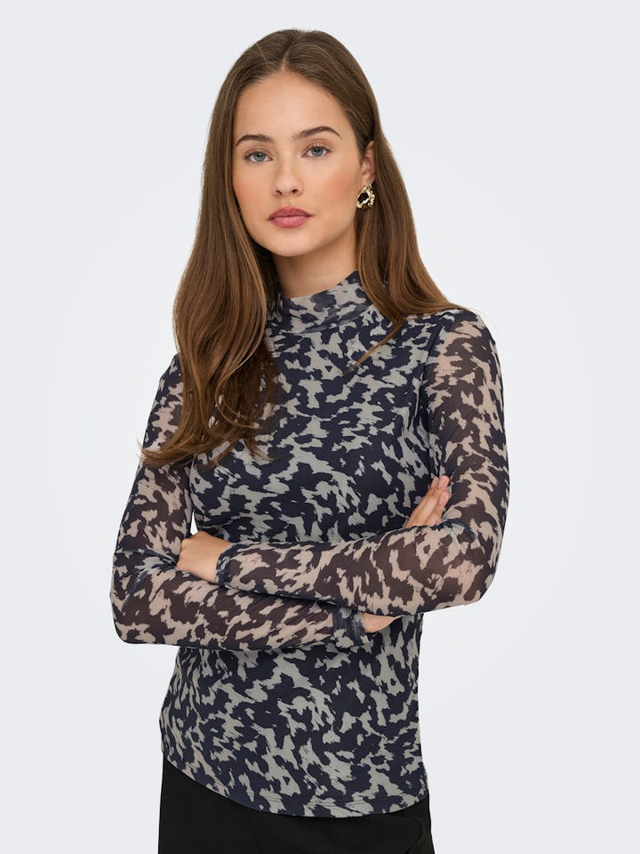 Onlerica Life Mesh L/s Top Jrs Noos - Grijs Dessin