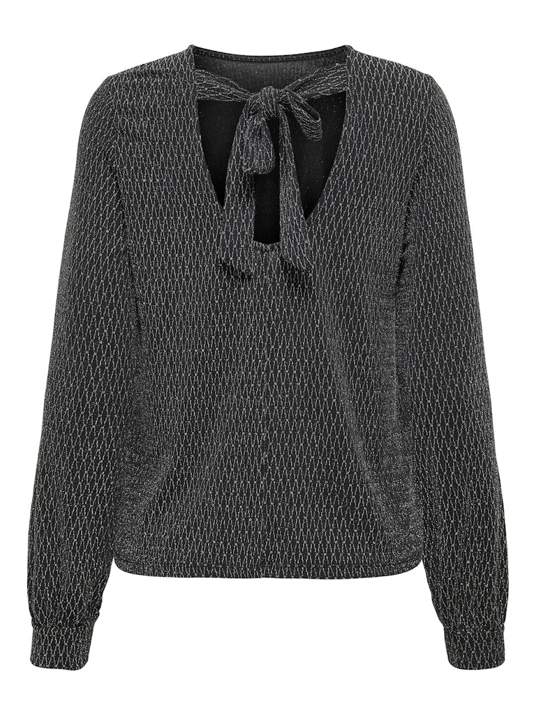 Onlcarol L/s Glitter Bow Top Box Jrs - Zwart Dessin