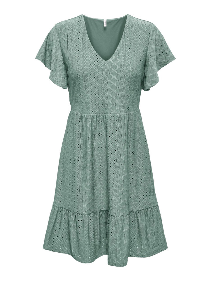 Onlsandra S/s V-neck Dress Jrs Noos - Olijf