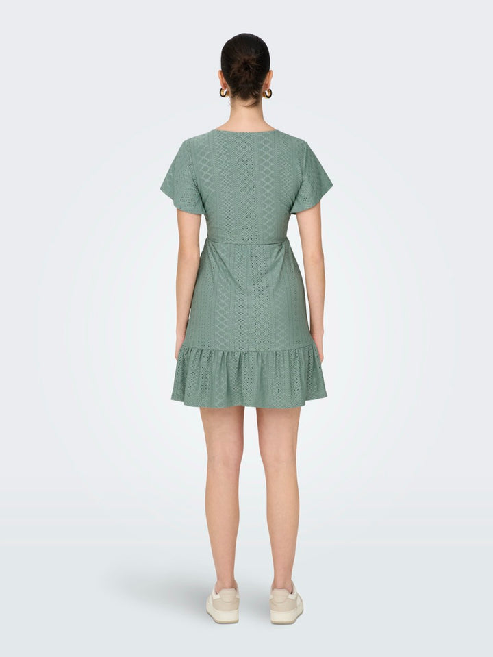 Onlsandra S/s V-neck Dress Jrs Noos - Olijf